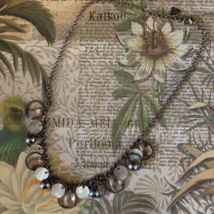 Cookie Lee Smokey Topaz & Pearl necklace